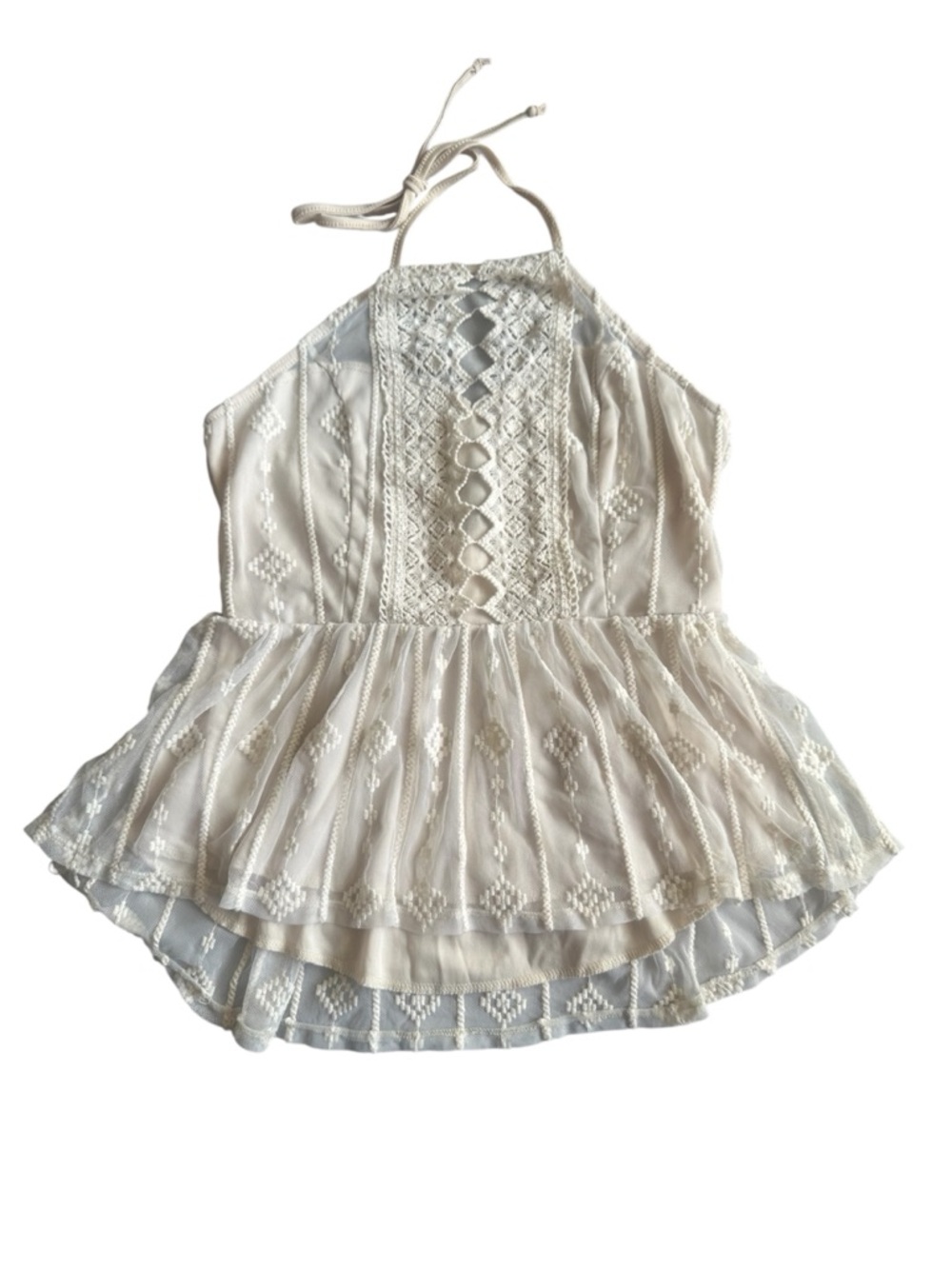 Rue21 Cream Crochet Lace Halter Top